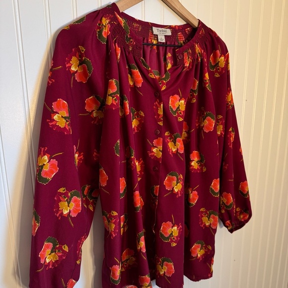 Tucker For Target Floral Button Down Blouse Women’s Size Large - Picture 2 of 12